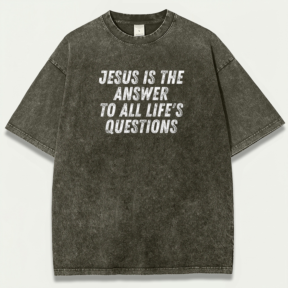 Jesus Is The Answer Vintage Organic Cotton Faith Tee-HikeVista