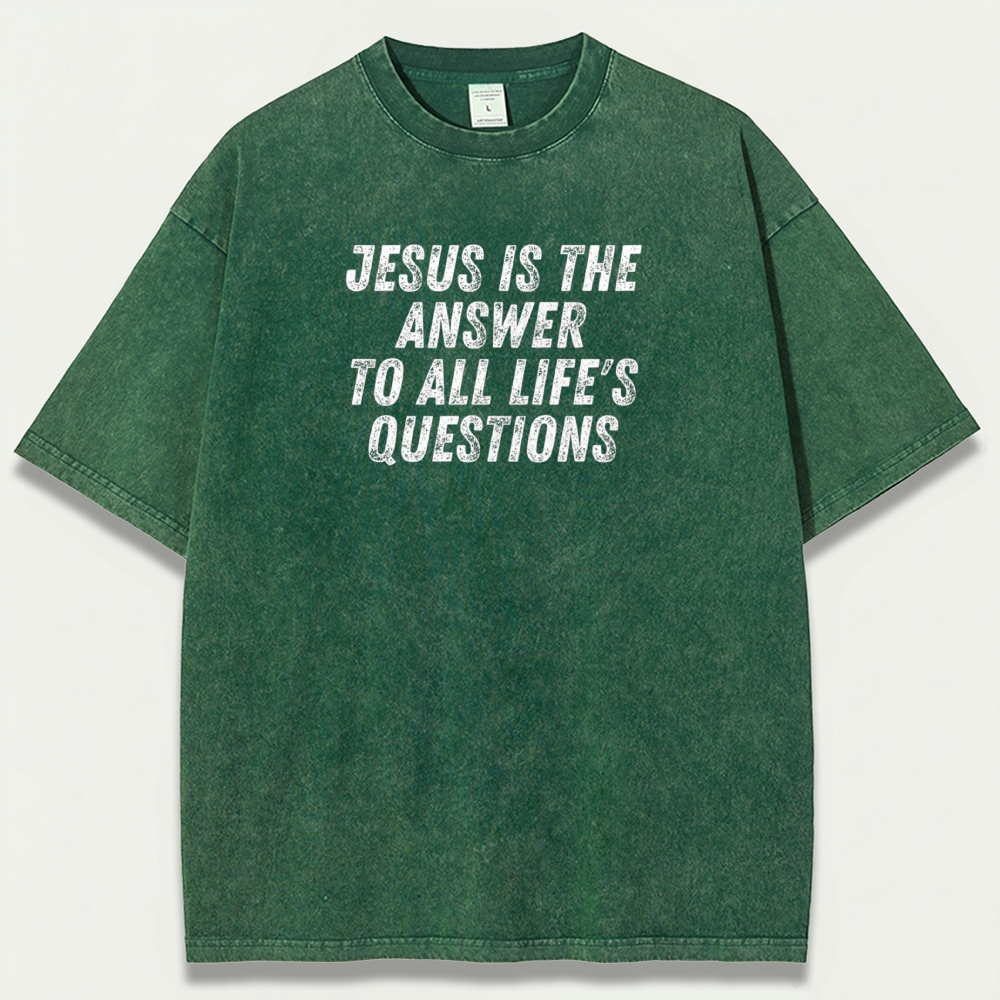 Jesus Is The Answer Vintage Organic Cotton Faith Tee-HikeVista