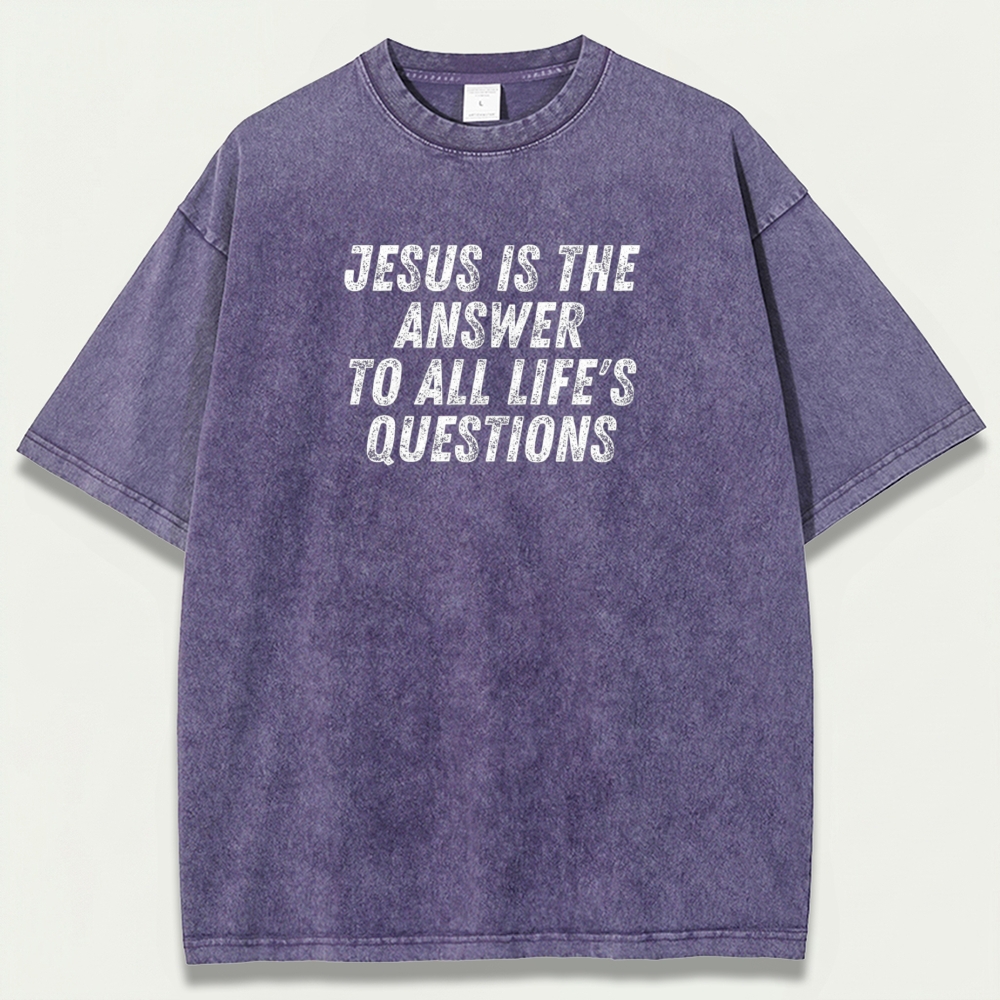 Jesus Is The Answer Vintage Organic Cotton Faith Tee-HikeVista