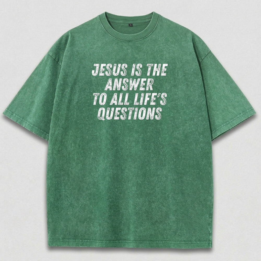 Jesus Is The Answer Vintage Organic Cotton Faith Tee-HikeVista