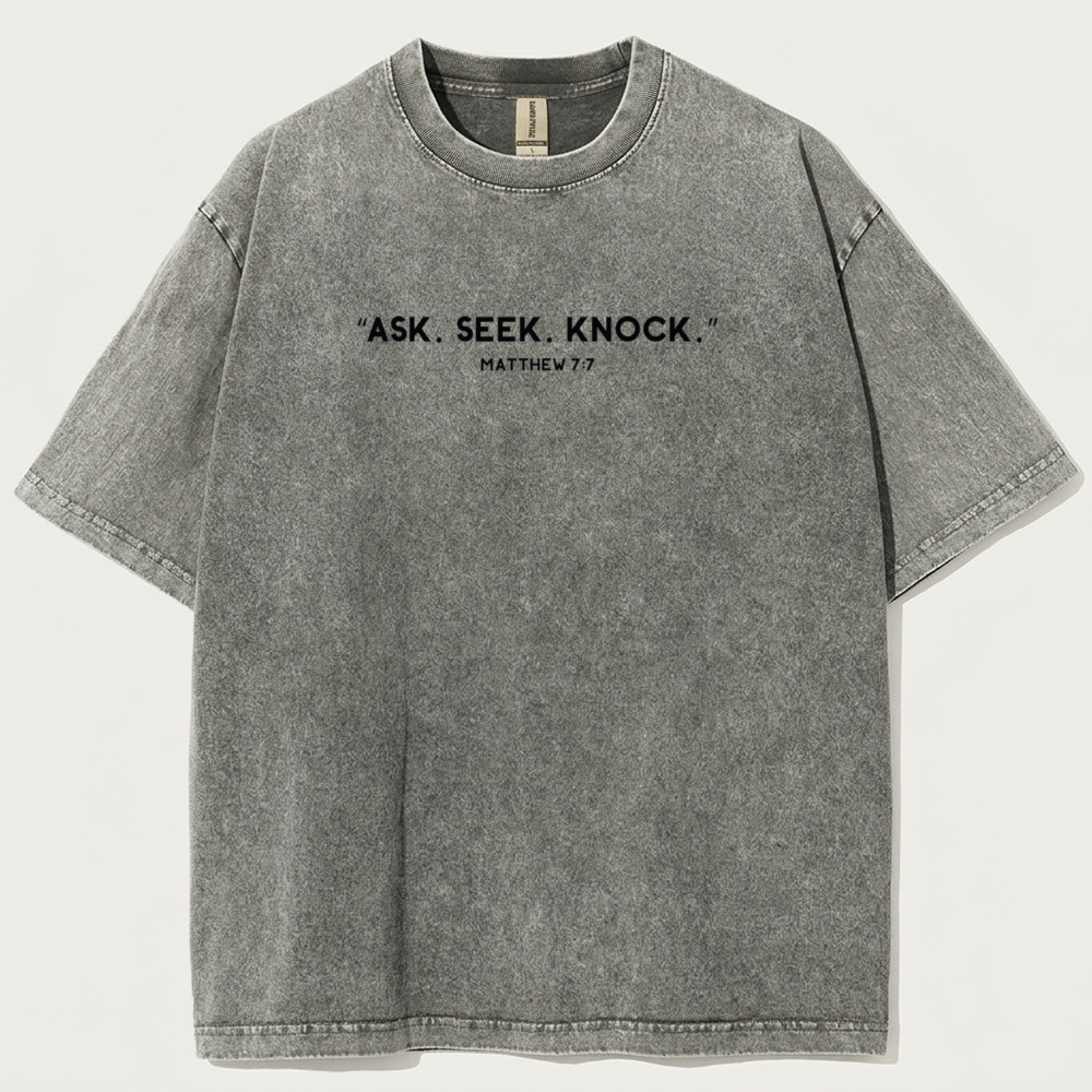 Ask. Seek. Knock. Vintage Organic Cotton Faith Tee-HikeVista