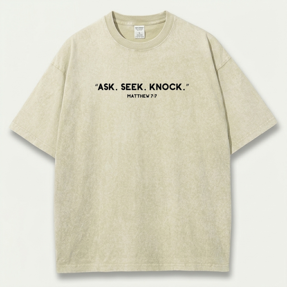 Ask. Seek. Knock. Vintage Organic Cotton Faith Tee-HikeVista