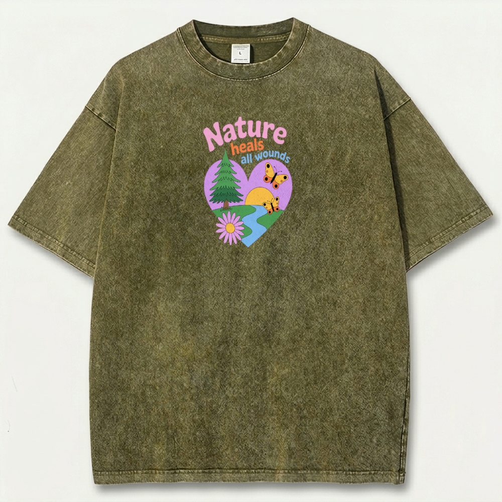 Nature Heals All Wounds Vintage Organic Cotton Hiking Tee-HikeVista