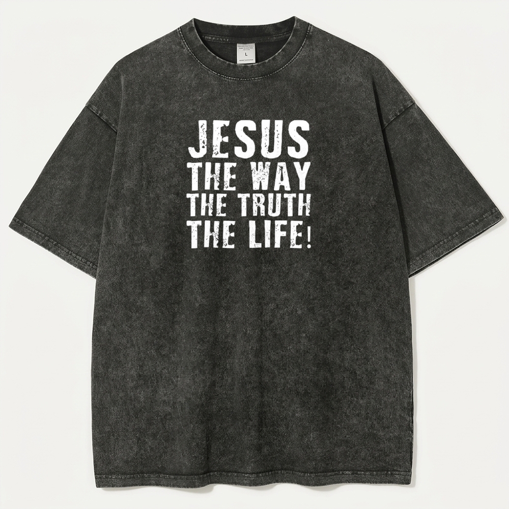 Jesus The Way The Truth The Life Vintage Organic Cotton Faith Tee-HikeVista