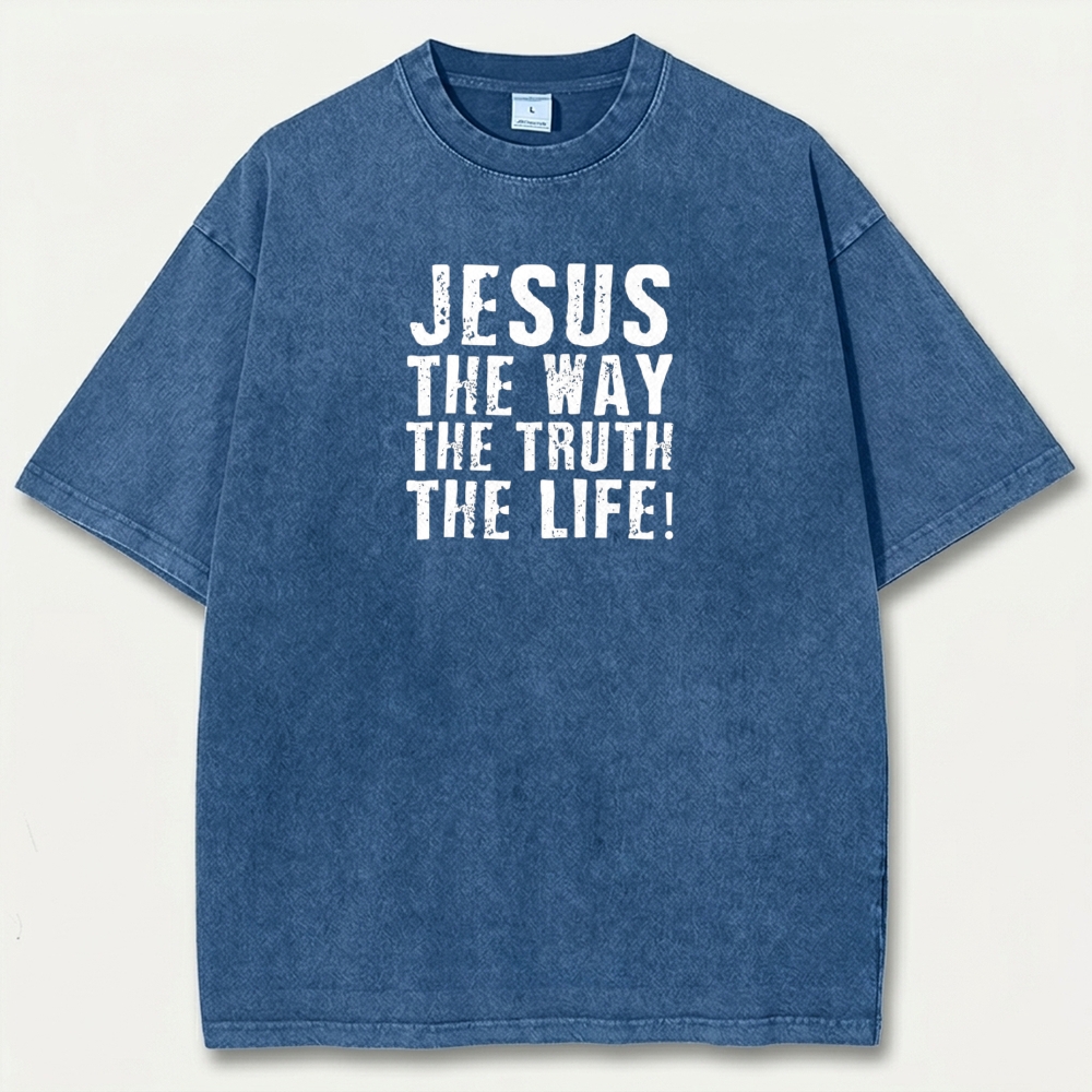 Jesus The Way The Truth The Life Vintage Organic Cotton Faith Tee-HikeVista