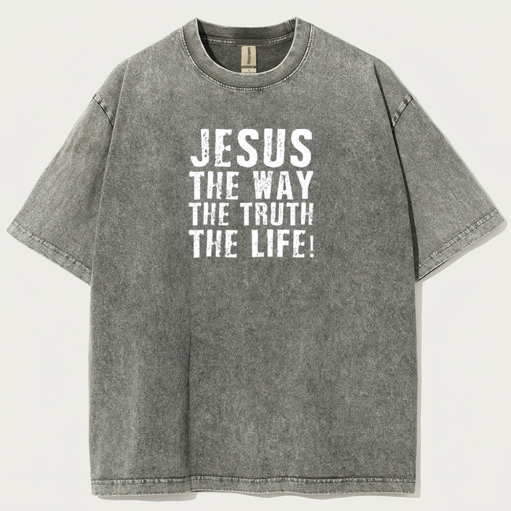 Jesus The Way The Truth The Life Vintage Organic Cotton Faith Tee-HikeVista
