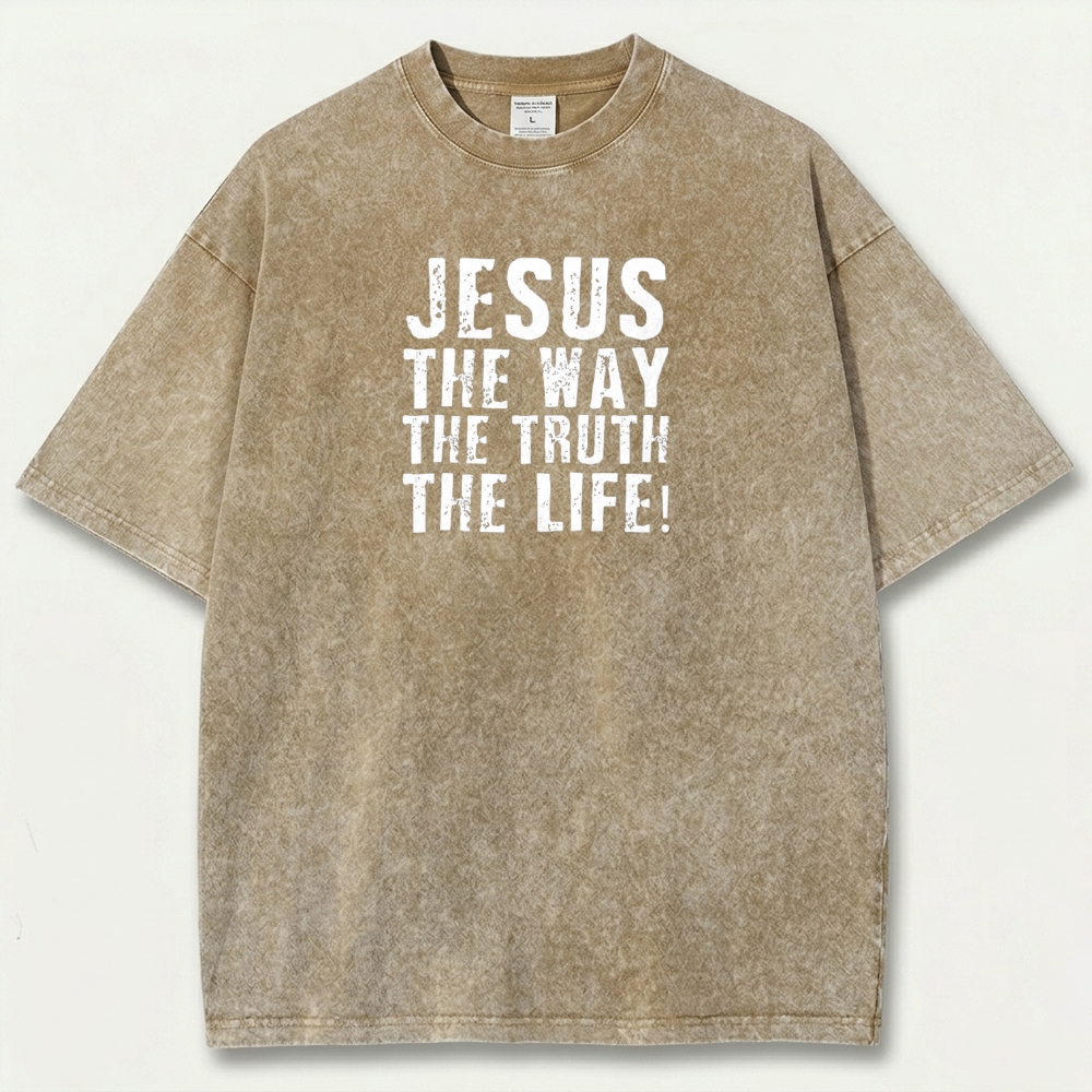 Jesus The Way The Truth The Life Vintage Organic Cotton Faith Tee-HikeVista