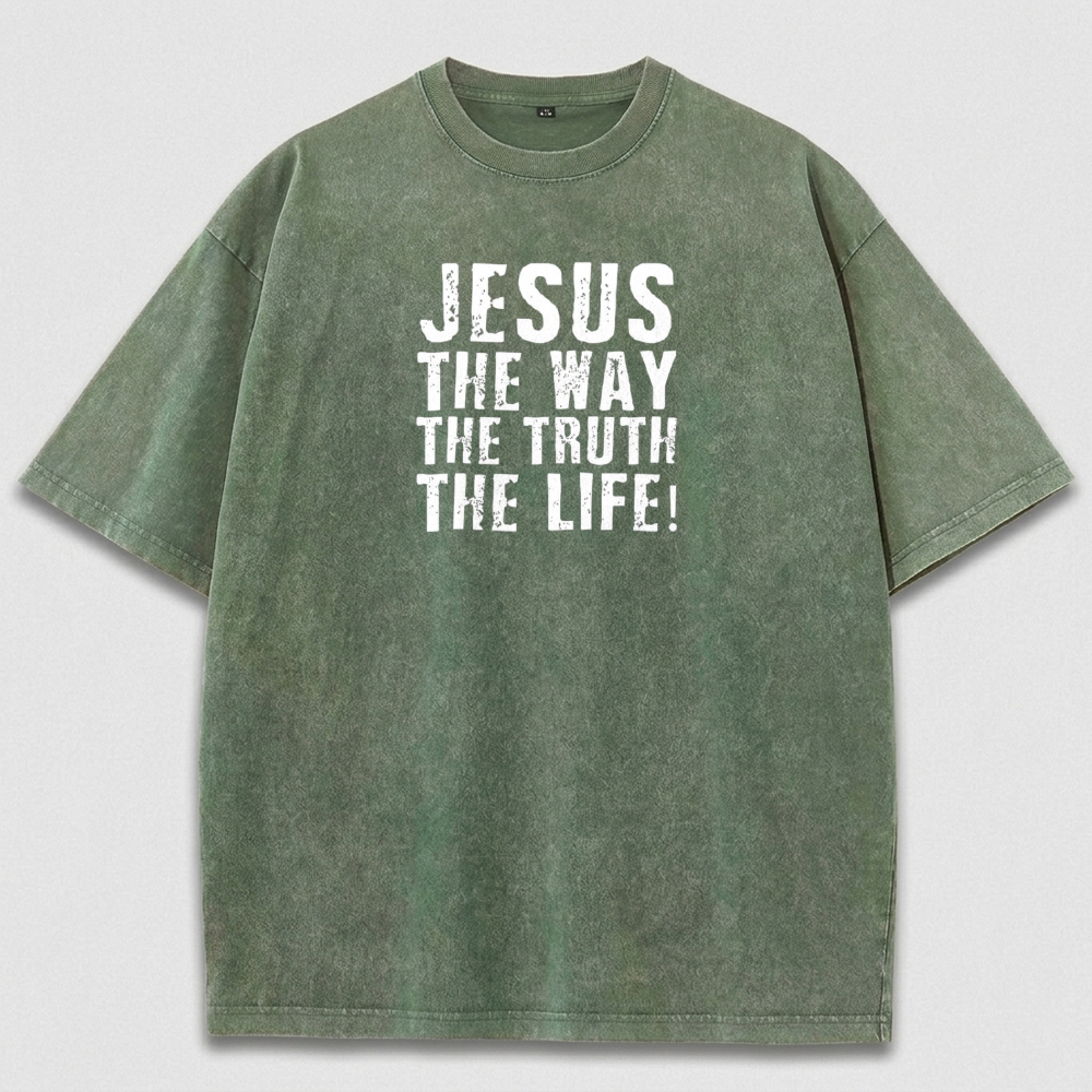 Jesus The Way The Truth The Life Vintage Organic Cotton Faith Tee-HikeVista