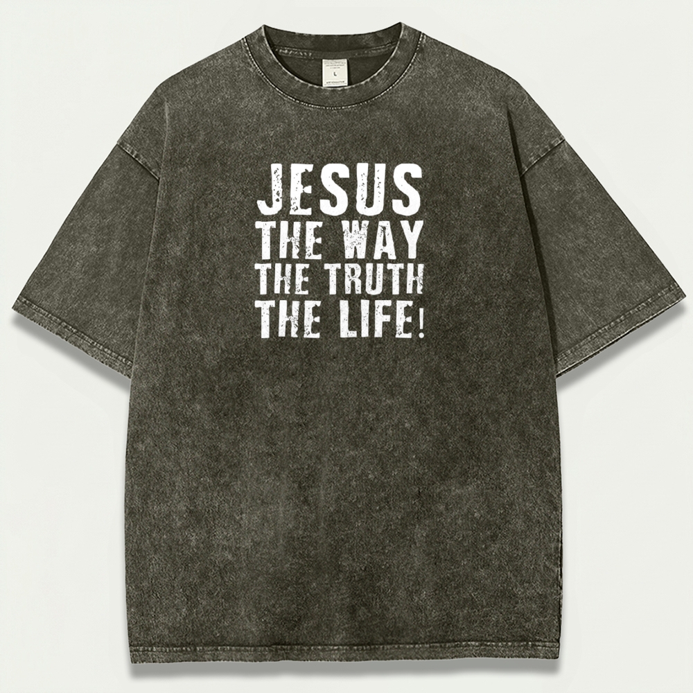 Jesus The Way The Truth The Life Vintage Organic Cotton Faith Tee-HikeVista