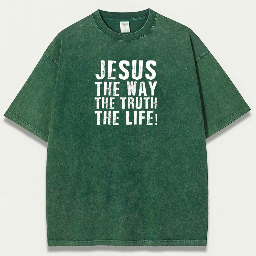 Jesus The Way The Truth The Life Vintage Organic Cotton Faith Tee-HikeVista