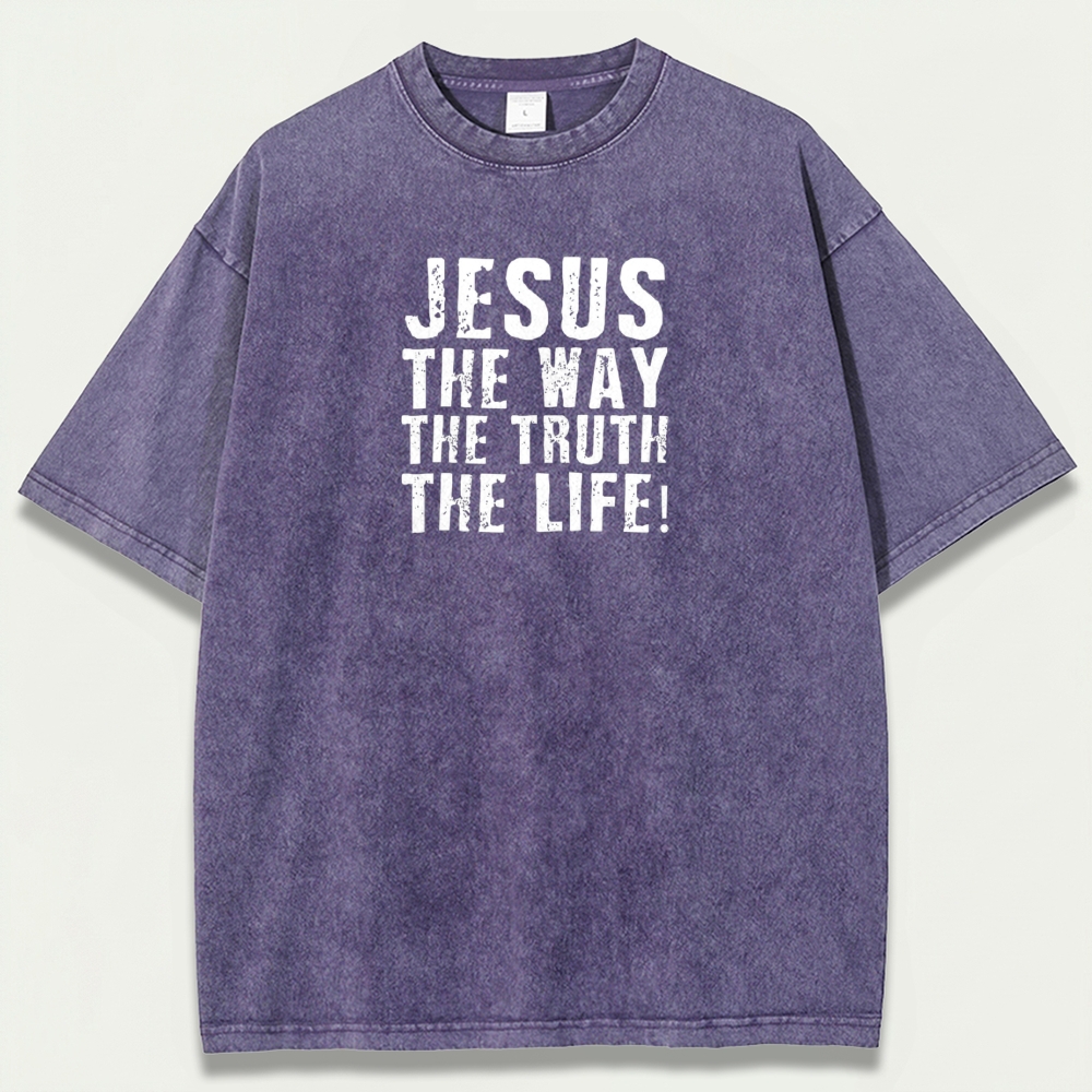 Jesus The Way The Truth The Life Vintage Organic Cotton Faith Tee-HikeVista