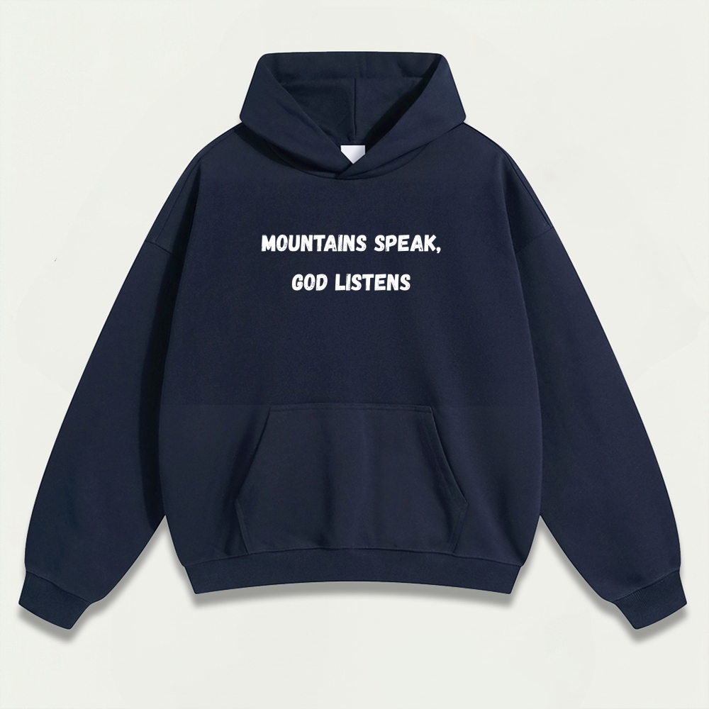 Mountains Speak God Listens Heavyweight Trail Hoodie-HikeVista