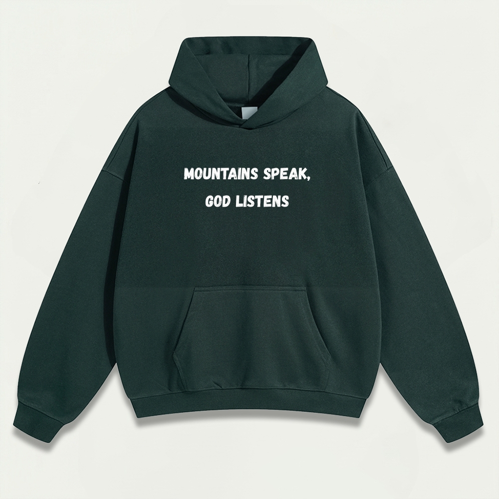 Mountains Speak God Listens Heavyweight Trail Hoodie-HikeVista