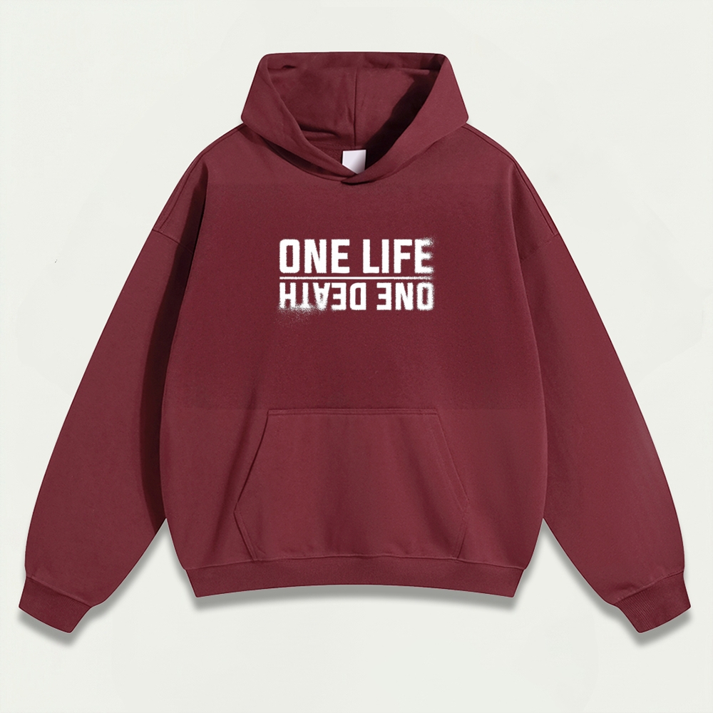 One Life One Death Heavyweight Hiking Hoodie-HikeVista