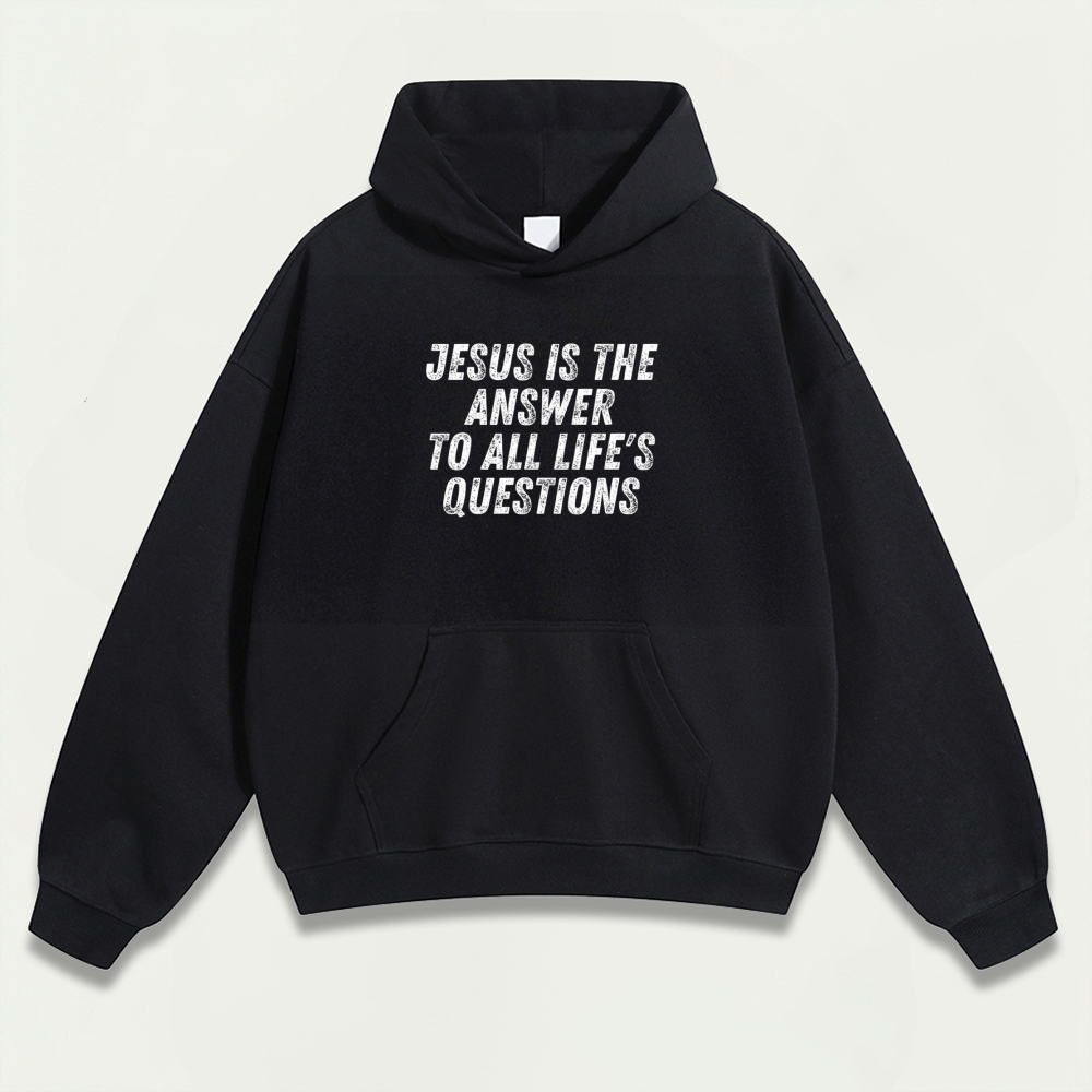 Jesus Is The Answer Heavyweight Faith Hoodie-HikeVista
