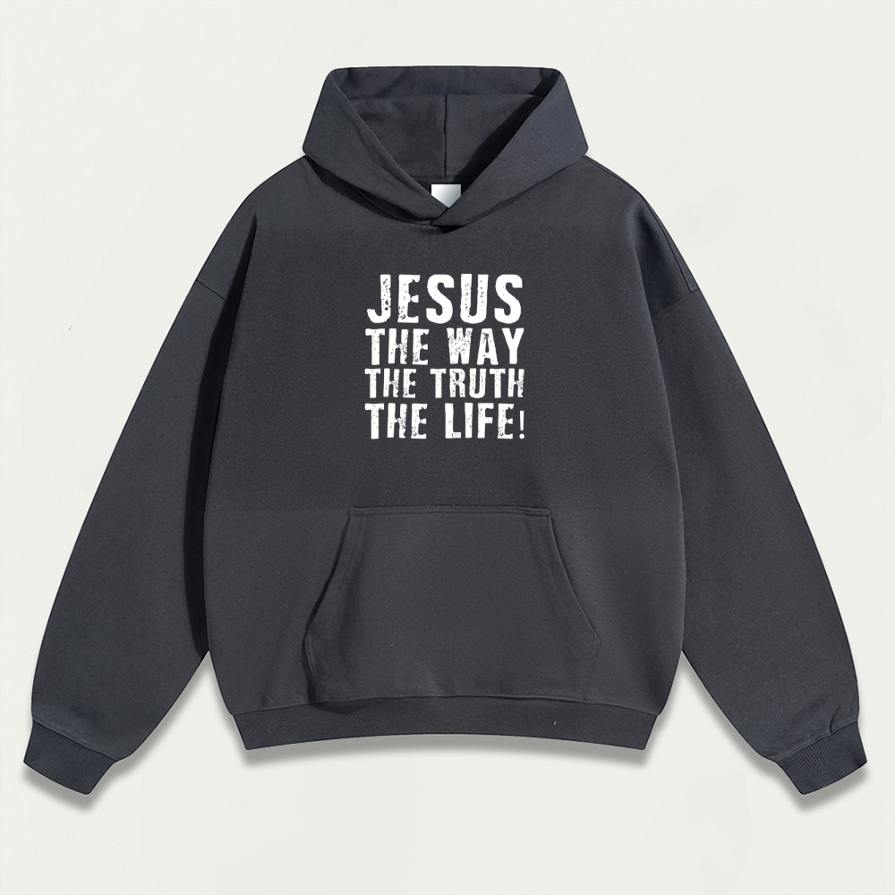Jesus The Way The Truth The Life Heavyweight Faith Hoodie-HikeVista