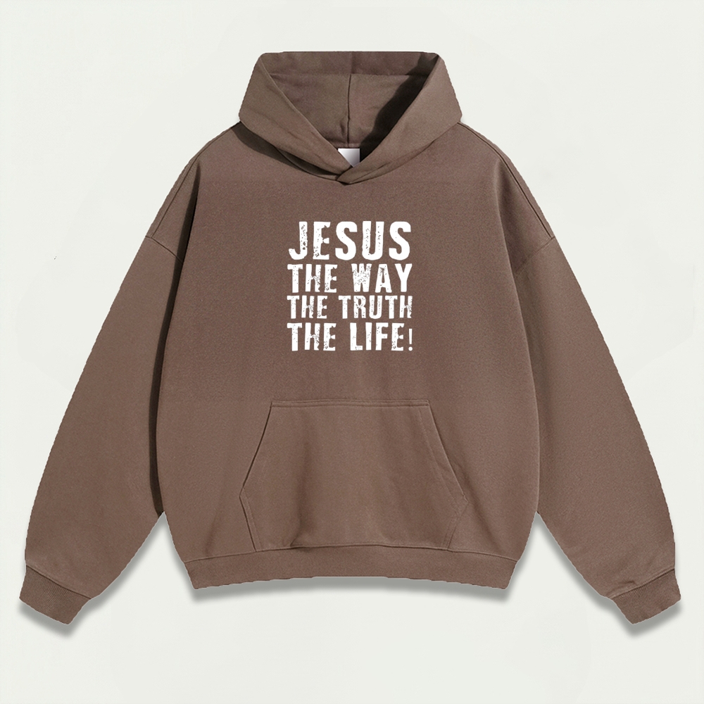 Jesus The Way The Truth The Life Heavyweight Faith Hoodie-HikeVista