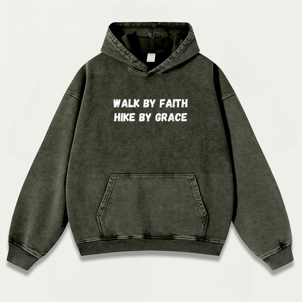 Walk By Faith Hike By Grace Vintage Premium Heavyweight Hiking Hoodie-HikeVista
