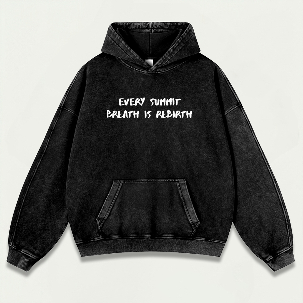 Every Summit Breath Is Rebirth Vintage Premium Heavyweight Wisdom Hoodie-HikeVista