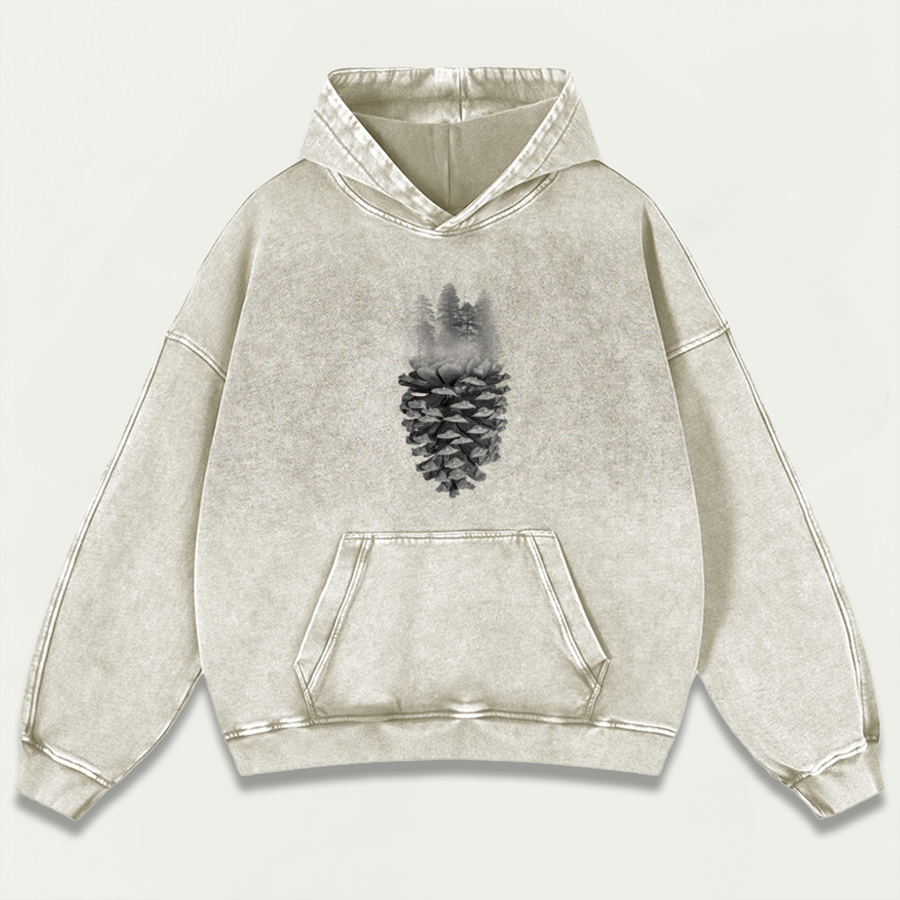 Forest Pine Cone Vintage Premium Heavyweight Trail Hoodie-HikeVista