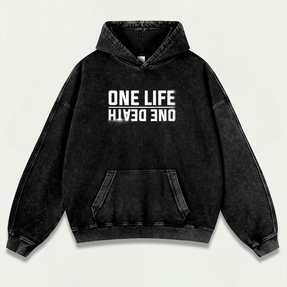 One Life One Death Vintage Premium Heavyweight Hiking Hoodie-HikeVista