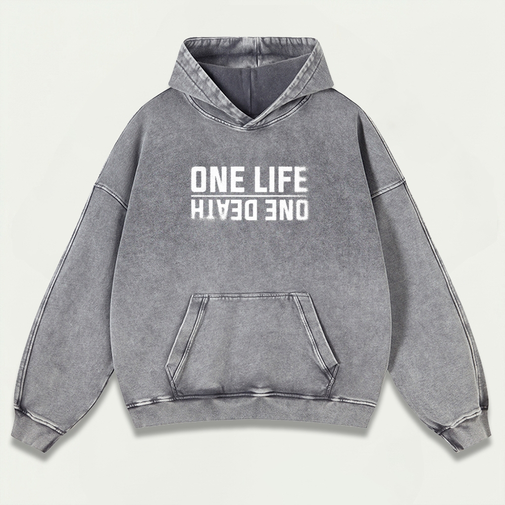 One Life One Death Vintage Premium Heavyweight Hiking Hoodie-HikeVista