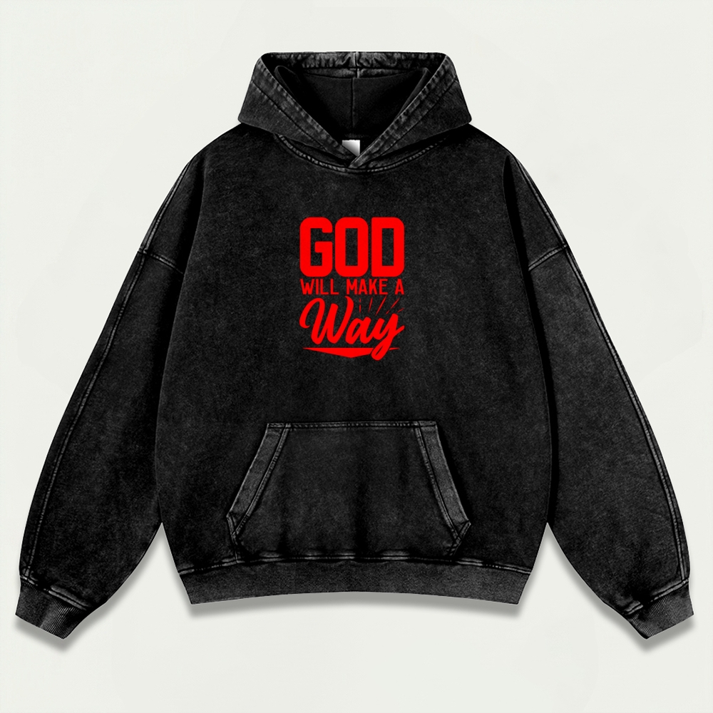God Will Make A Way Vintage Premium Heavyweight Faith Hoodie-HikeVista