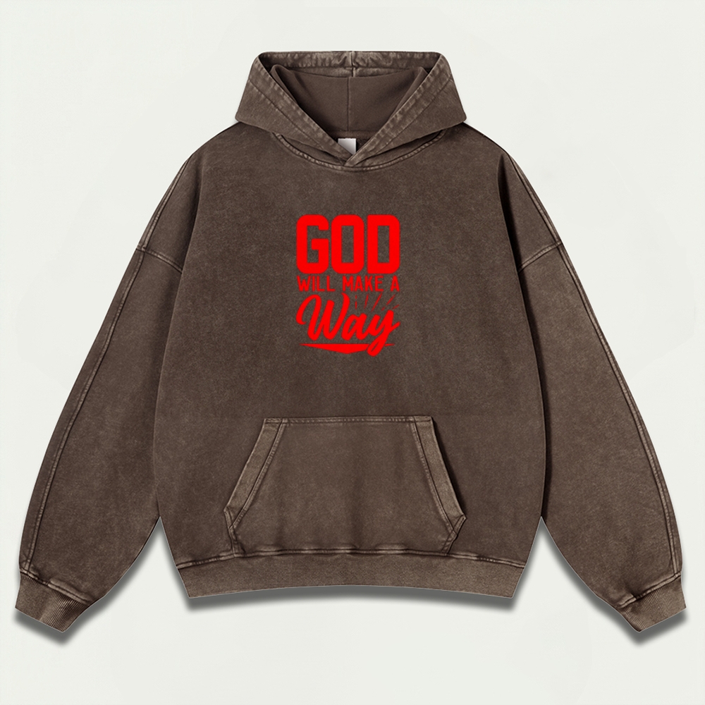 God Will Make A Way Vintage Premium Heavyweight Faith Hoodie-HikeVista