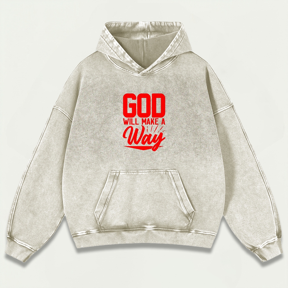 God Will Make A Way Vintage Premium Heavyweight Faith Hoodie-HikeVista