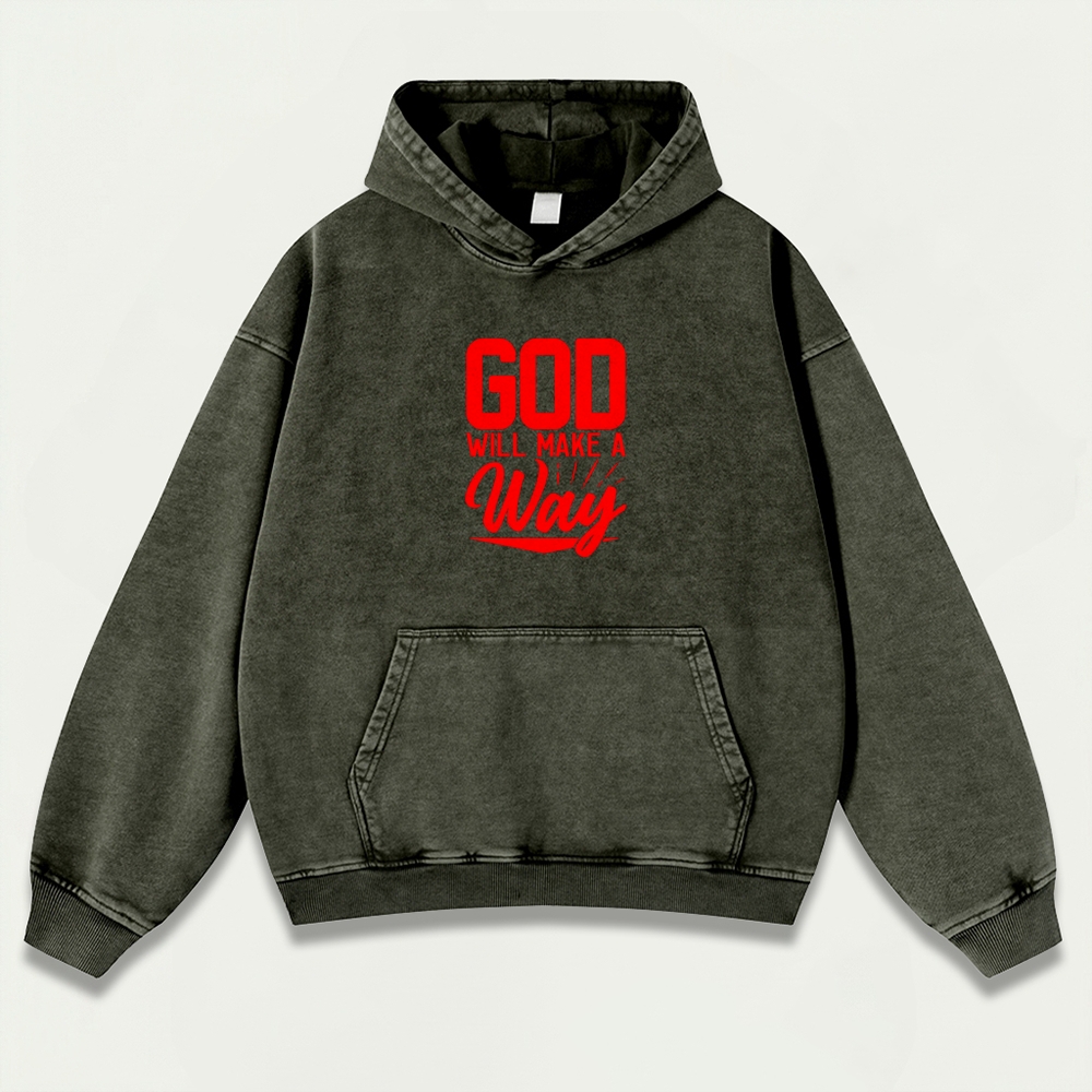 God Will Make A Way Vintage Premium Heavyweight Faith Hoodie-HikeVista