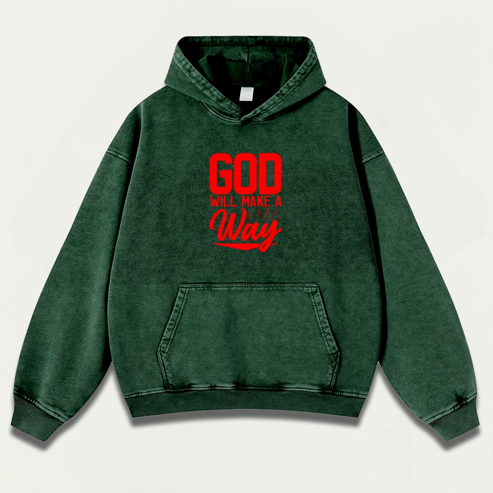 God Will Make A Way Vintage Premium Heavyweight Faith Hoodie-HikeVista