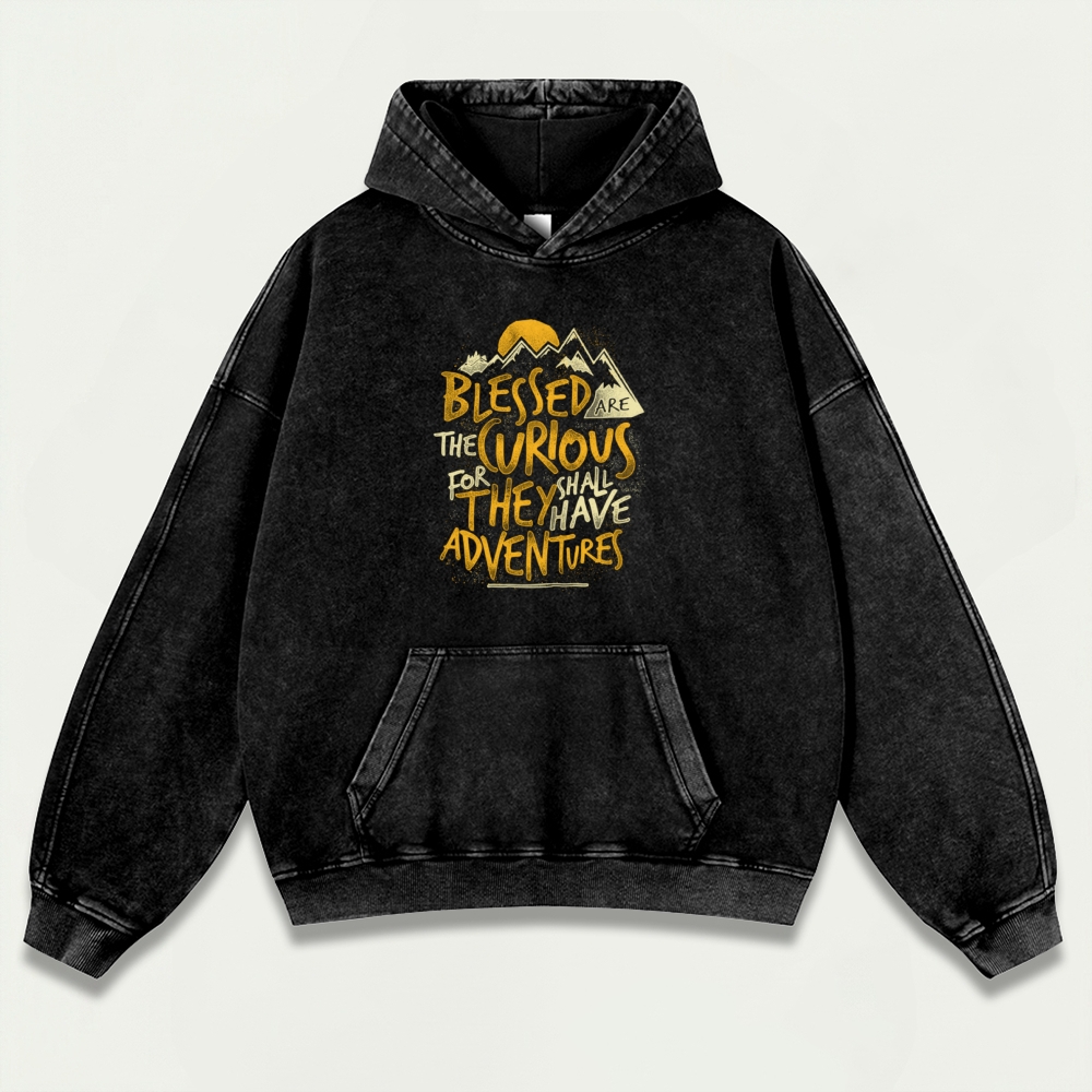 Blessed Are The Curious Vintage Premium Heavyweight Trail Hoodie-HikeVista