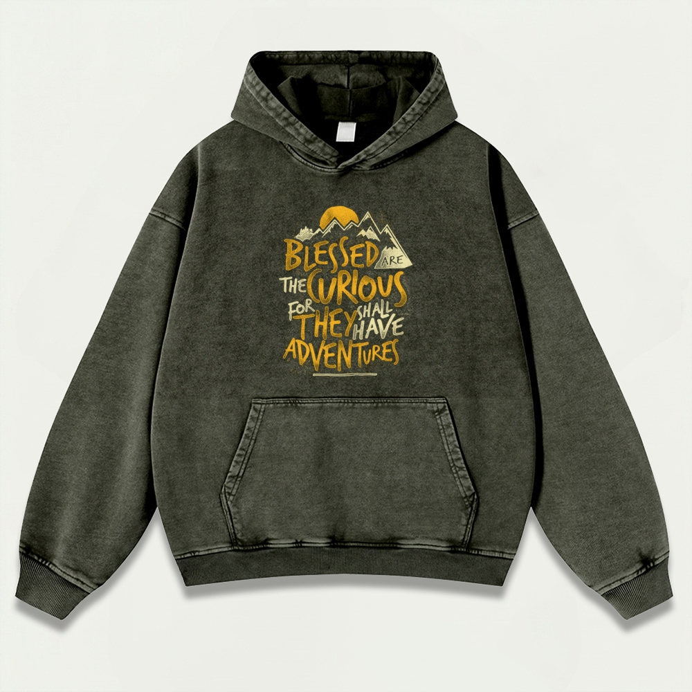 Blessed Are The Curious Vintage Premium Heavyweight Trail Hoodie-HikeVista