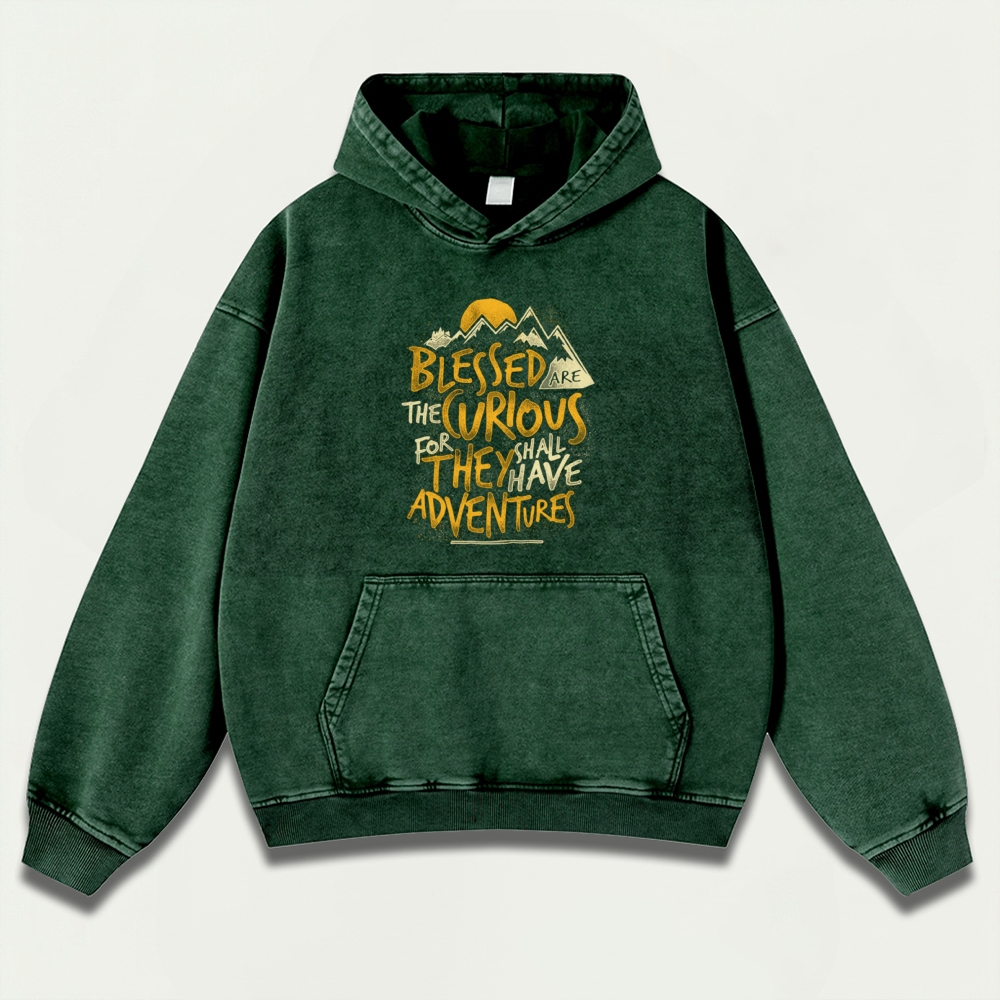 Blessed Are The Curious Vintage Premium Heavyweight Trail Hoodie-HikeVista