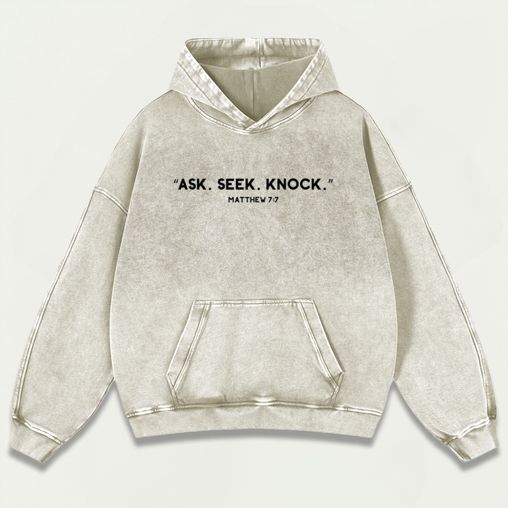 Ask. Seek. Knock. Vintage Premium Heavyweight Faith Hoodie-HikeVista