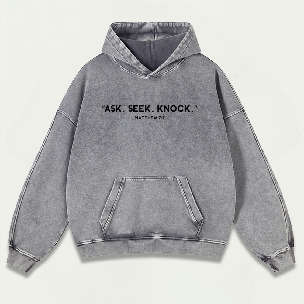 Ask. Seek. Knock. Vintage Premium Heavyweight Faith Hoodie-HikeVista