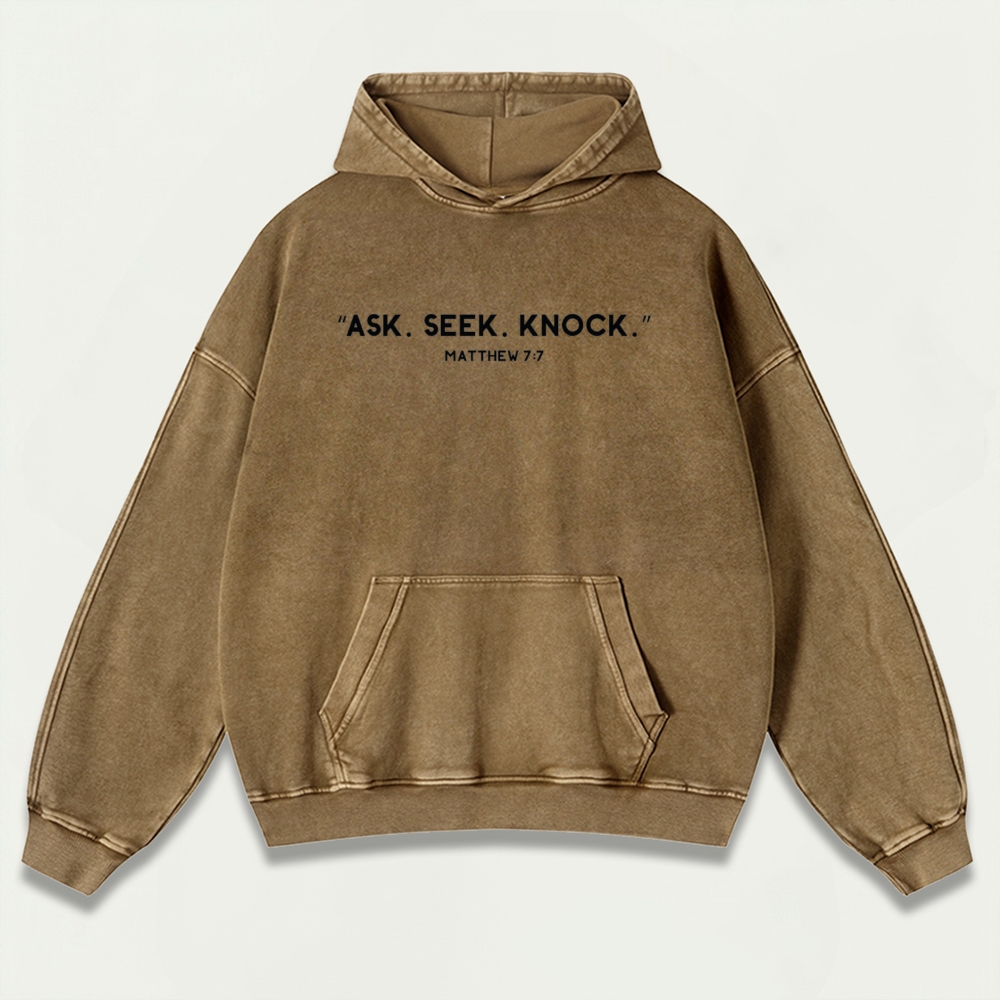 Ask. Seek. Knock. Vintage Premium Heavyweight Faith Hoodie-HikeVista