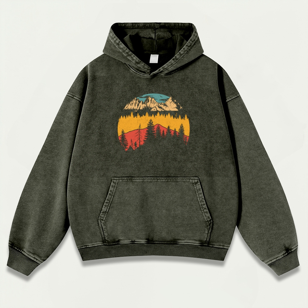 Forest Vintage Premium Heavyweight Hiking Hoodie-HikeVista