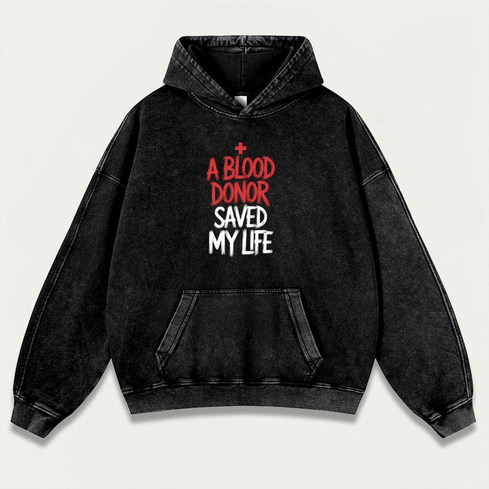 A Blood Donor Saved My life Vintage Premium Heavyweight Spirit Hoodie-HikeVista