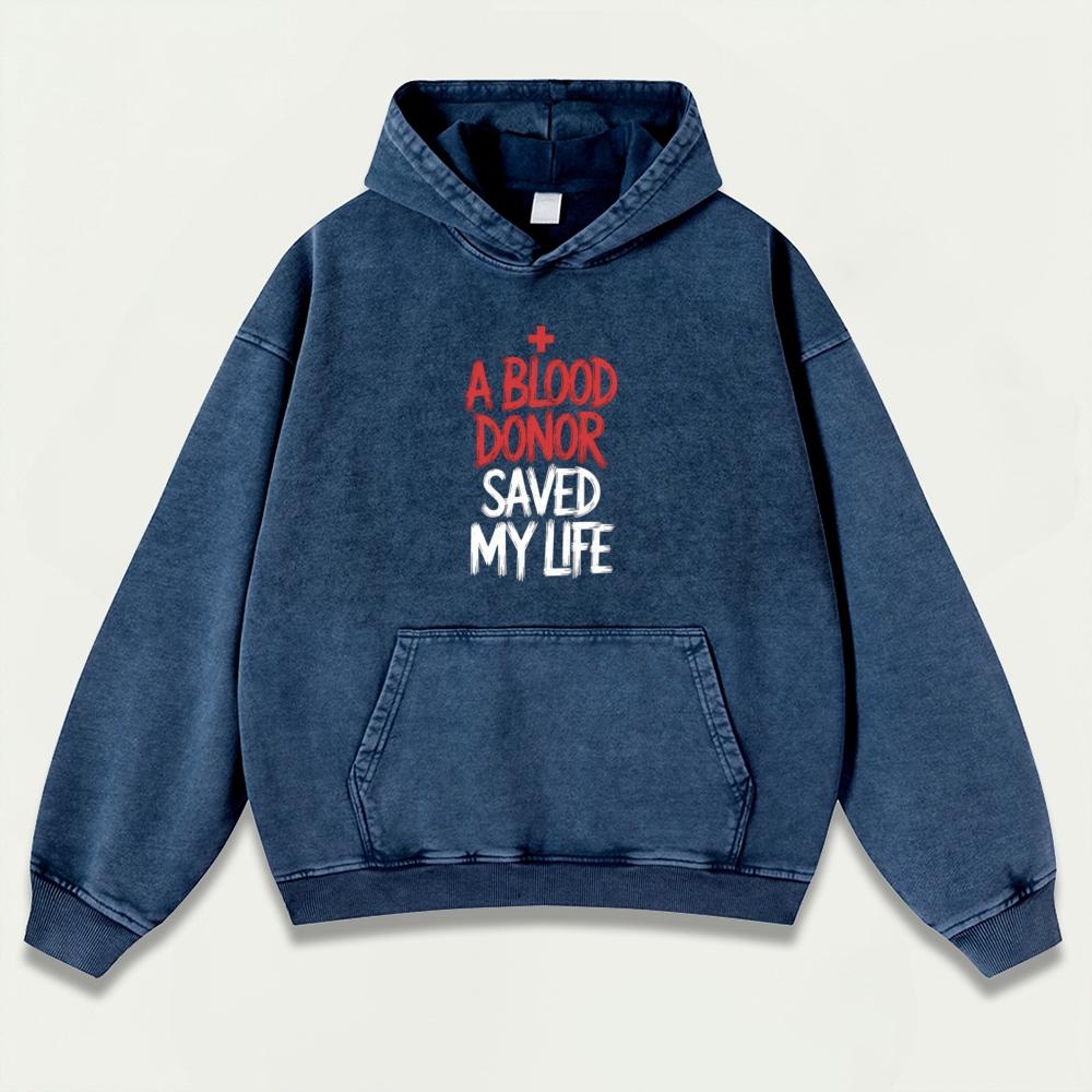 A Blood Donor Saved My life Vintage Premium Heavyweight Spirit Hoodie-HikeVista
