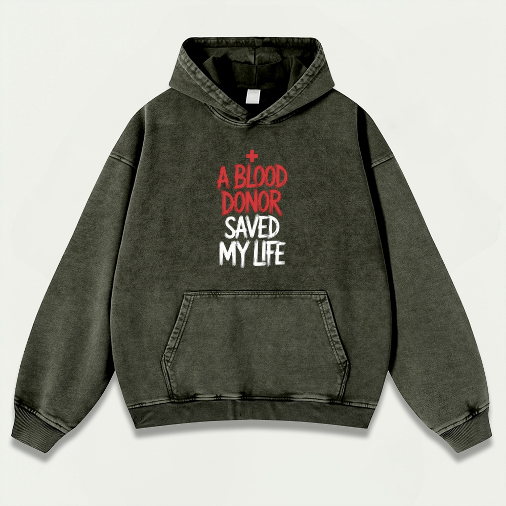 A Blood Donor Saved My life Vintage Premium Heavyweight Spirit Hoodie-HikeVista