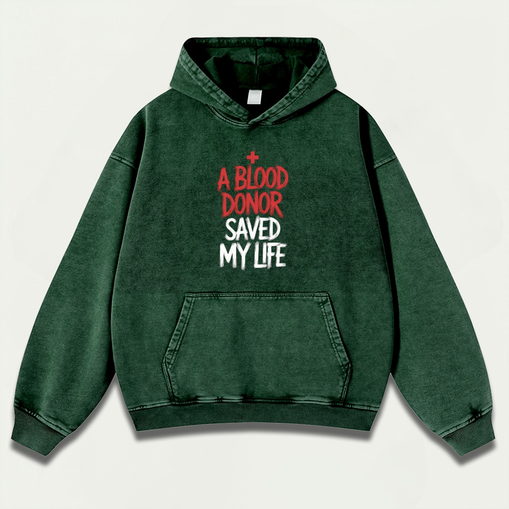 A Blood Donor Saved My life Vintage Premium Heavyweight Spirit Hoodie-HikeVista