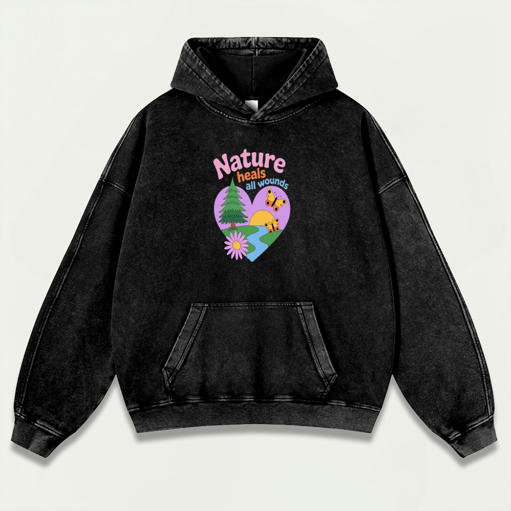 Nature Heals All Wounds Vintage Premium Heavyweight Hiking Hoodie-HikeVista