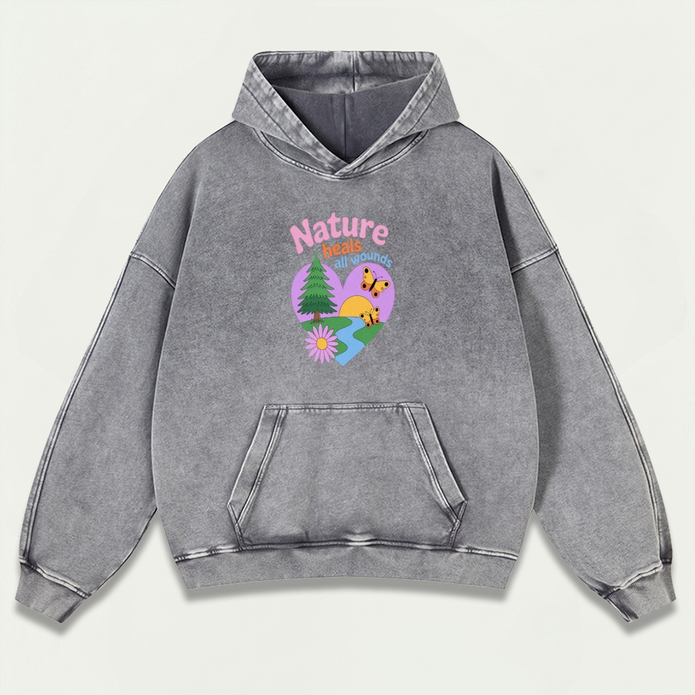 Nature Heals All Wounds Vintage Premium Heavyweight Hiking Hoodie-HikeVista