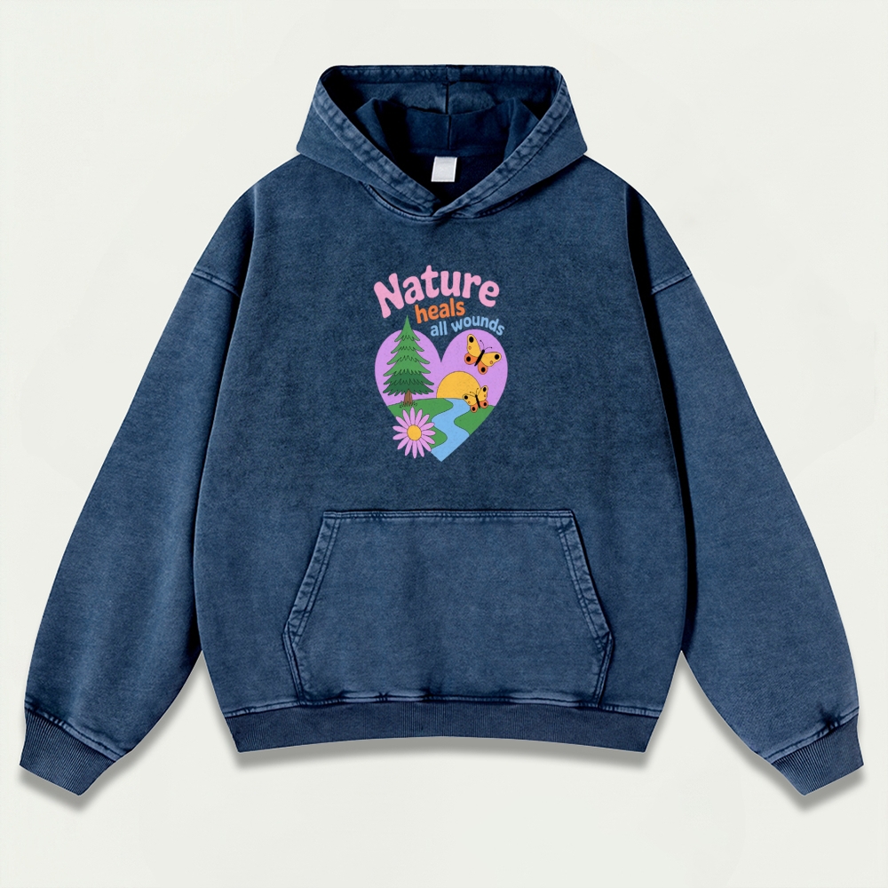 Nature Heals All Wounds Vintage Premium Heavyweight Hiking Hoodie-HikeVista