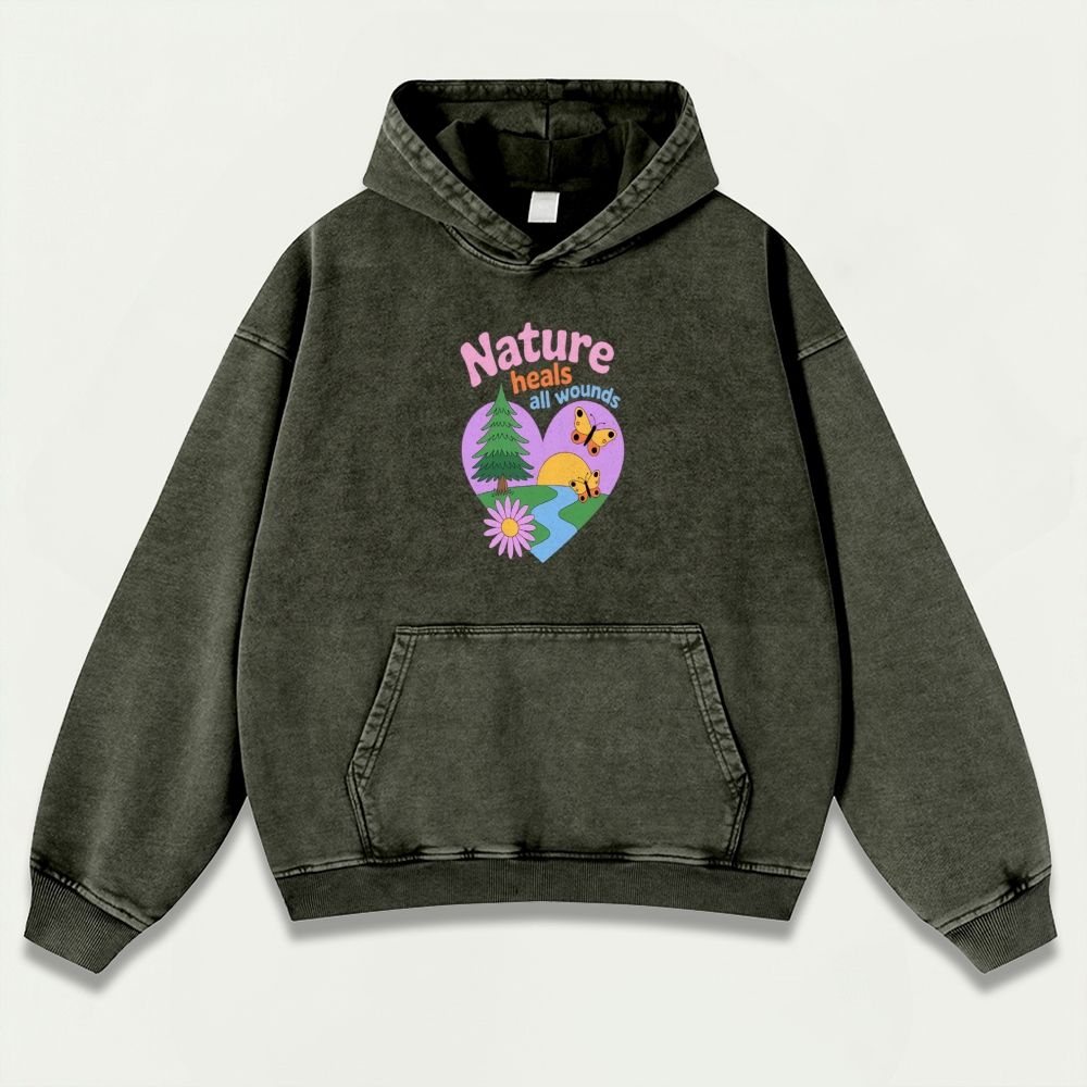 Nature Heals All Wounds Vintage Premium Heavyweight Hiking Hoodie-HikeVista