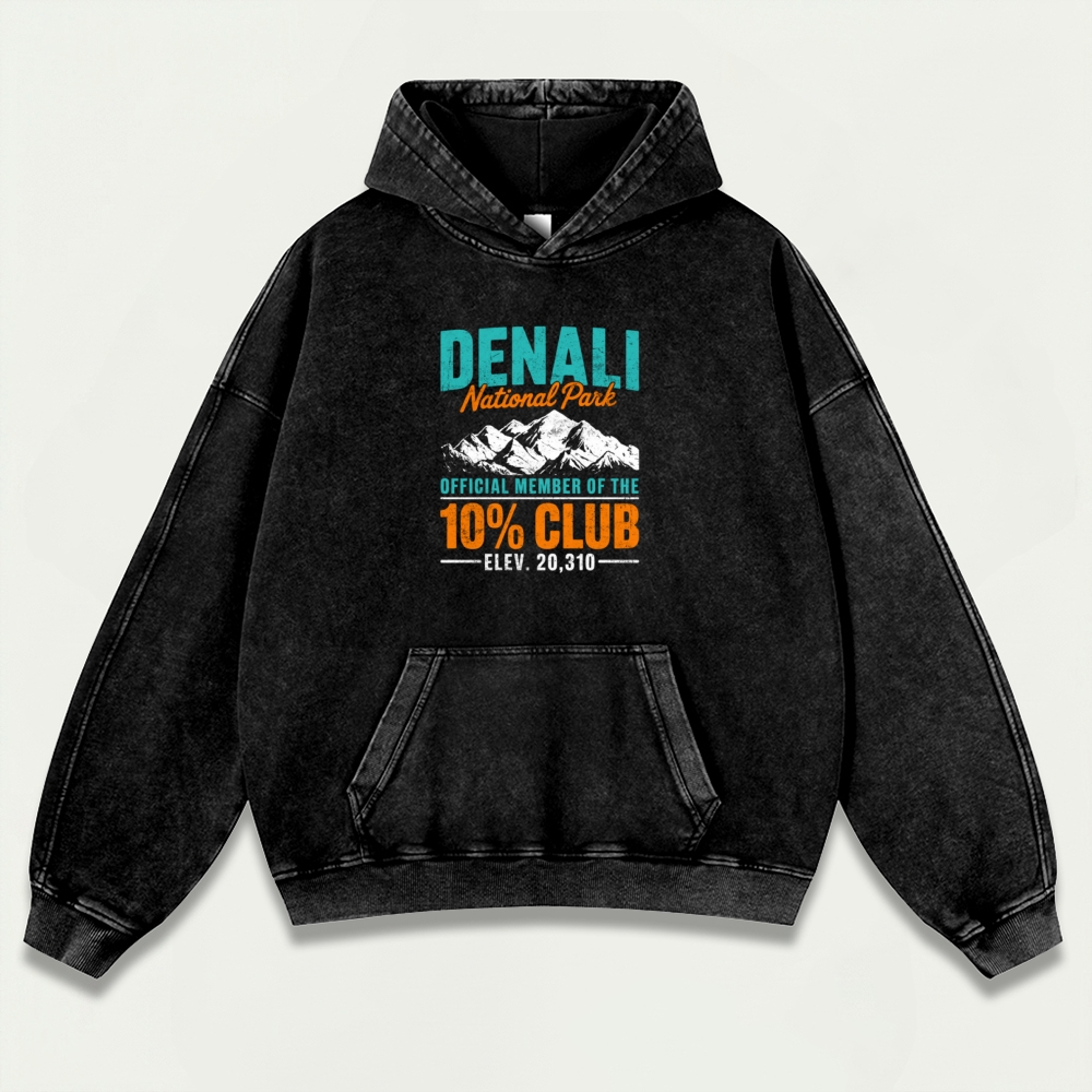 Denali National Park Vintage Premium Heavyweight Hiking Hoodie-HikeVista