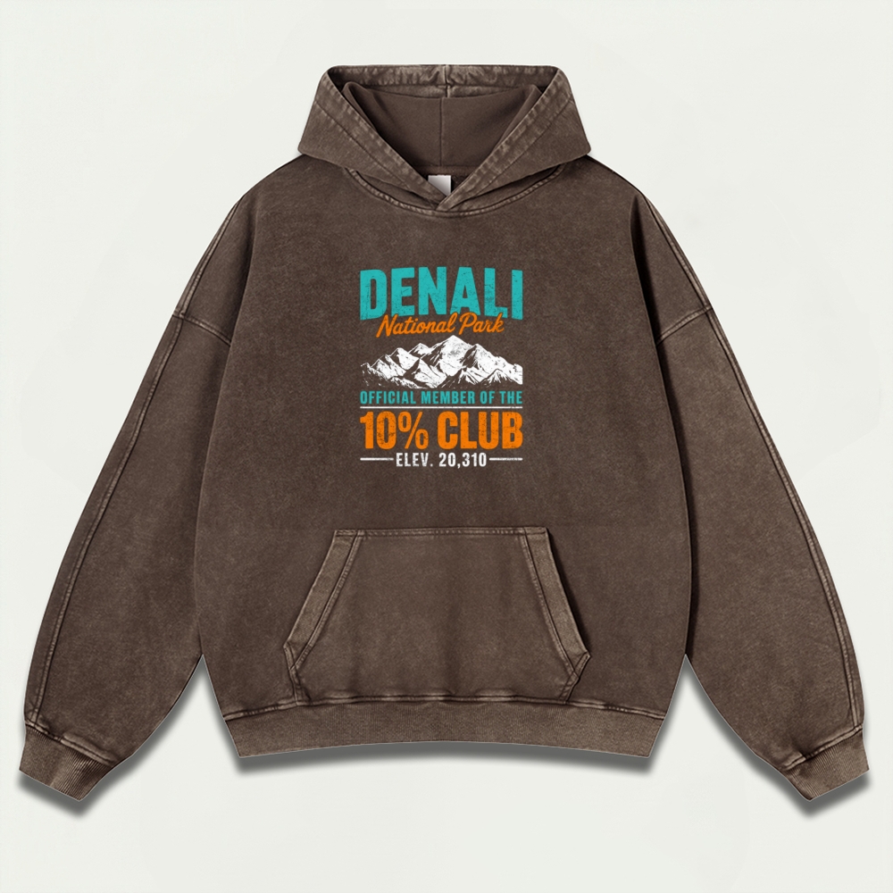 Denali National Park Vintage Premium Heavyweight Hiking Hoodie-HikeVista