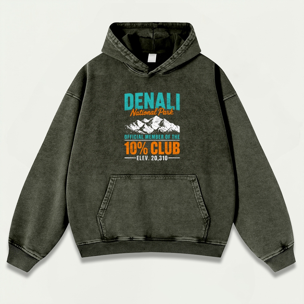 Denali National Park Vintage Premium Heavyweight Hiking Hoodie-HikeVista