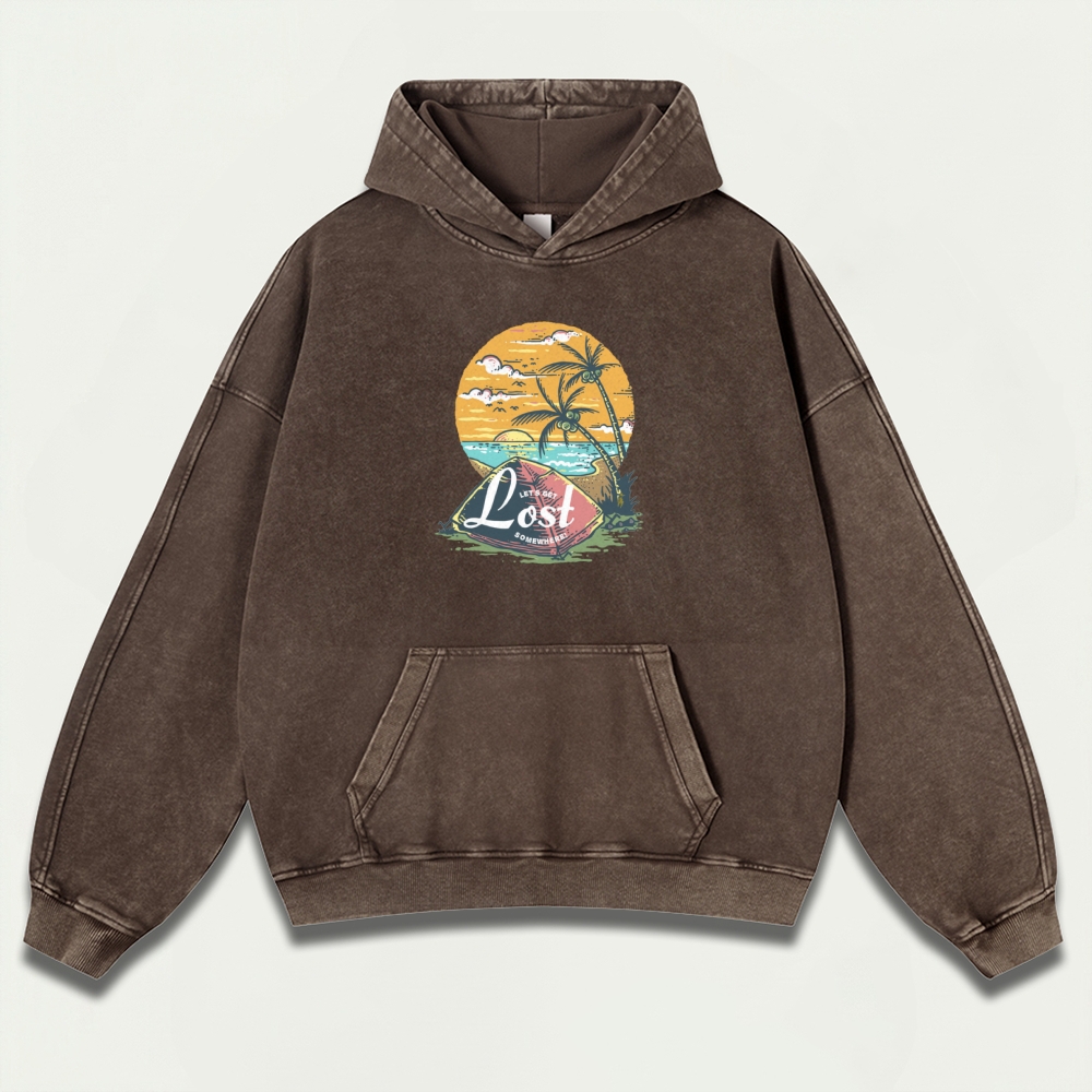 Sunset Beach Vintage Premium Heavyweight Trail Hoodie-HikeVista